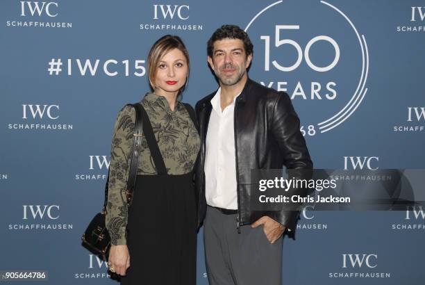 Pierfrancesco Favino and Anna Ferzetti visit the IWC booth during the Maison's launch of its Jubilee Collection at the Salon International de la...