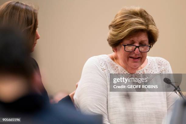 Donna Markham, mother of Chelsea Markham, a victim of doctor Larry Nassar, gives a victim impact statement on behalf her daughter who committed...