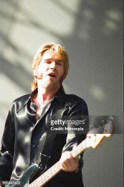 Justin Currie, lead singer of the British rock group Del Amitri, perform at Cardiff Arms Park, Cardiff, Wales, on Sunday 23rd July 1995 They are...