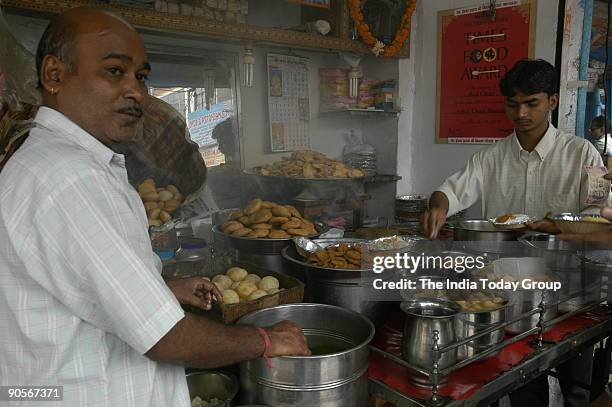 Ashok Chaat Bhandar at Sitaram Bazar in old Delhi, India