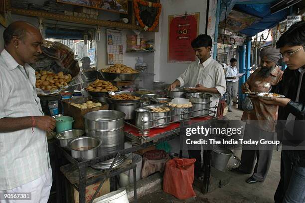 Ashok Chaat Bhandar at Sitaram Bazar in old Delhi, India