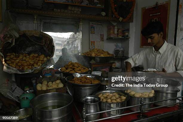 Ashok Chaat Bhandar at Sitaram Bazar in old Delhi, India