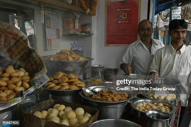 Ashok Chaat Bhandar at Sitaram Bazar in old Delhi, India