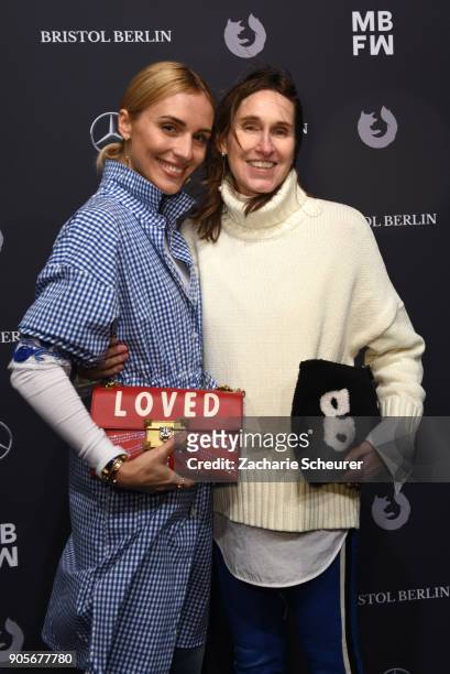 Viktoria Rader and Annette Weber attend the Riani show during the MBFW Berlin January 2018 at ewerk on January 16, 2018 in Berlin, Germany.