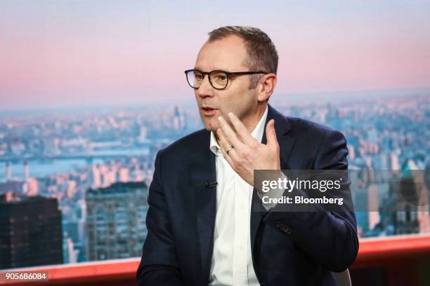 Stefano Domenicali, chairman and chief executive officer of Automobili Lamborghini SpA, speaks during a Bloomberg Television interview in New York,...