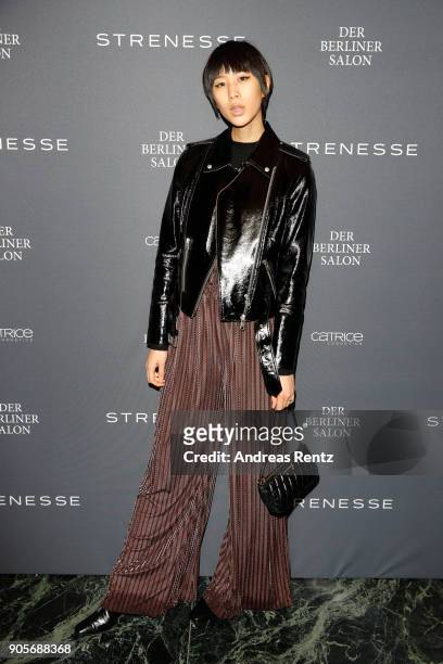 VIPs attend the Strenesse presentation during 'Der Berliner Salon' AW 18/19 at The Gate on January 16, 2018 in Berlin, Germany.