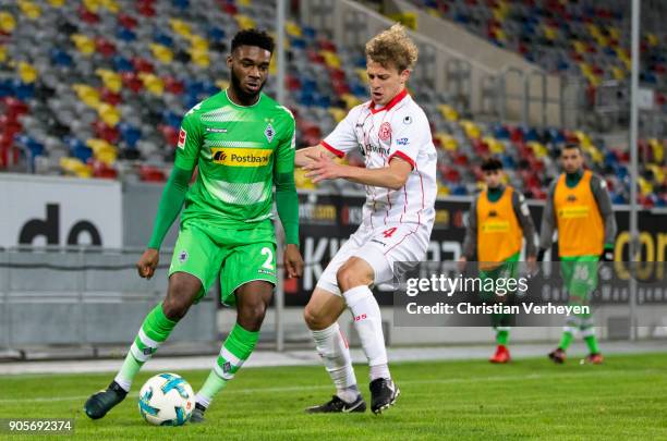 Mandela Egbo of Borussia Moenchengladbach in action during the friendly match between Fortuna Duesseldorf and Borussia Moenchengladbach at Esprit...