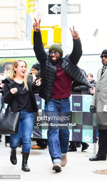 Actor Trevante Rhodes is seen outside Aol Live on January 16, 2018 in New York City.