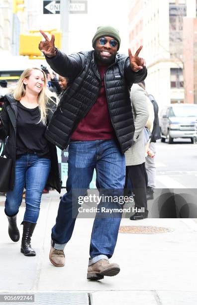 Actor Trevante Rhodes is seen outside Aol Live on January 16, 2018 in New York City.