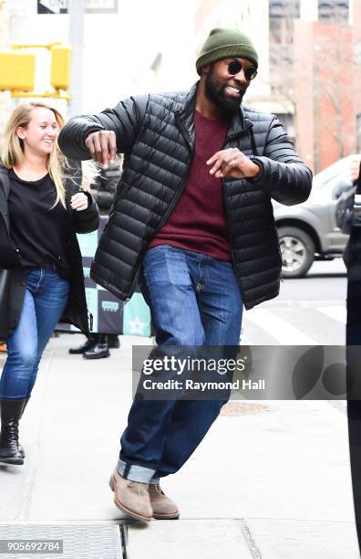 Actor Trevante Rhodes is seen outside Aol Live on January 16, 2018 in New York City.