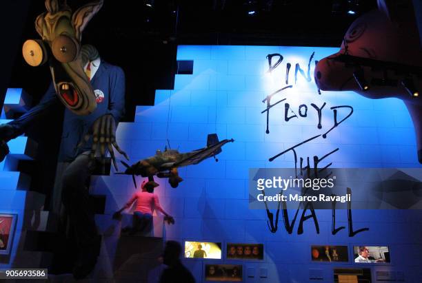 An installation on display as part of The Pink Floyd Exhibition: Their Mortal Remains during a preview at the Museum of Contemporary Art in central...