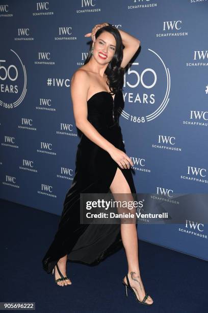Adriana Lima walks the red carpet for IWC Schaffhausen at SIHH 2018 on January 16, 2018 in Geneva, Switzerland.