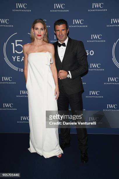 Luis Figo and Helen Svedin walk the red carpet for IWC Schaffhausen at SIHH 2018 on January 16, 2018 in Geneva, Switzerland.