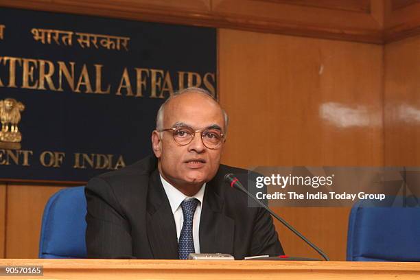 Indian Foreign Secretary Shiv Shankar Menon during a joint press conference with US Under Secretary of State Nicholas Burns in New Delhi.