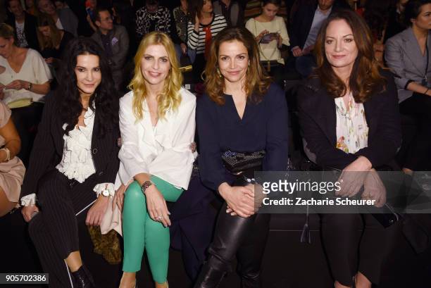 Mariella Ahrens, Tania Buelter, Rebecca Immanuel and Natalie Woerner attend the Riani show during the MBFW Berlin January 2018 at ewerk on January...