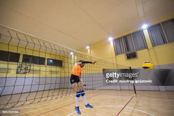 volley in valleyball - spiking stock pictures, royalty-free photos & images