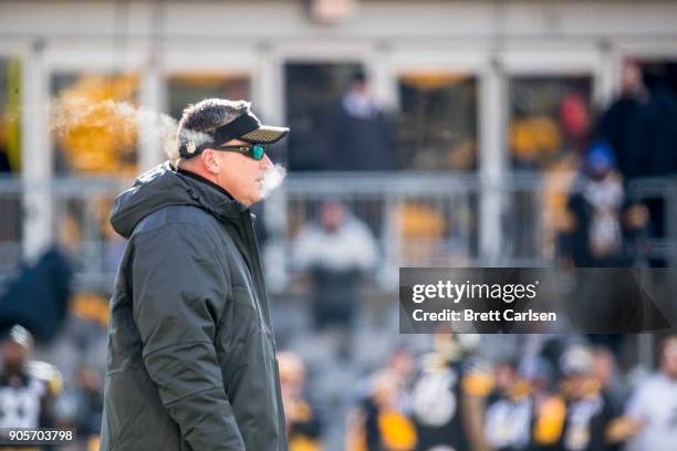 Head coach Doug Marrone of the Jacksonville Jaguars walks on the field before the AFC Divisional Playoff game against the Pittsburgh Steelers at...