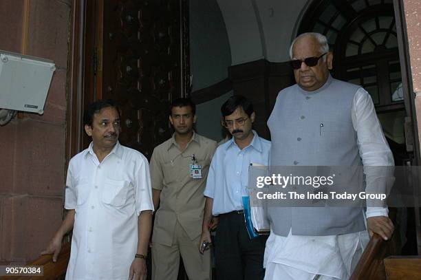 Somnath Chatterjee, Lok Sabha Speaker coming out after the meeting in..., News Photo