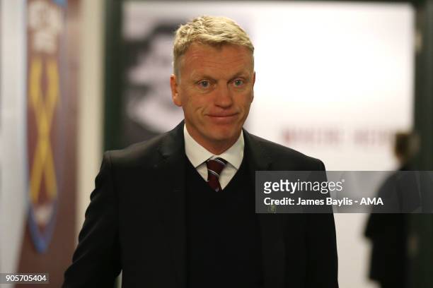 West Ham Manager / Head Coach David Moyes arrives prior to the Emirates FA Cup Third Round Repaly match between West Ham United and Shrewsbury Town...