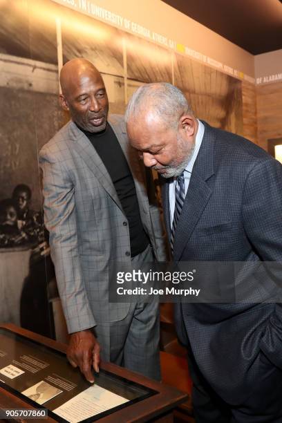 James Worthy and Bernie Bickerstaff participate in MLK Sports Legacy Award and a tour of the National Civil Rights Museum on January 14, 2018 at the...