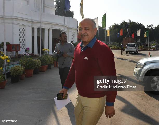 Deputy Chief Minister of Delhi Manish Sisodia during the Delhi Assembly Winter Session at Delhi Vidhan Sabha on January 16, 2018 in New Delhi, India.