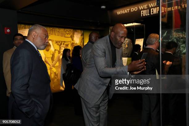 Bernie Bickerstaff and James Worthy participate in MLK Sports Legacy Award and a tour of the National Civil Rights Museum on January 14, 2018 at the...