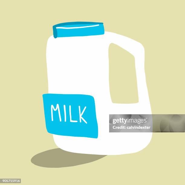 milk in a plastic bottle - almond milk stock illustrations