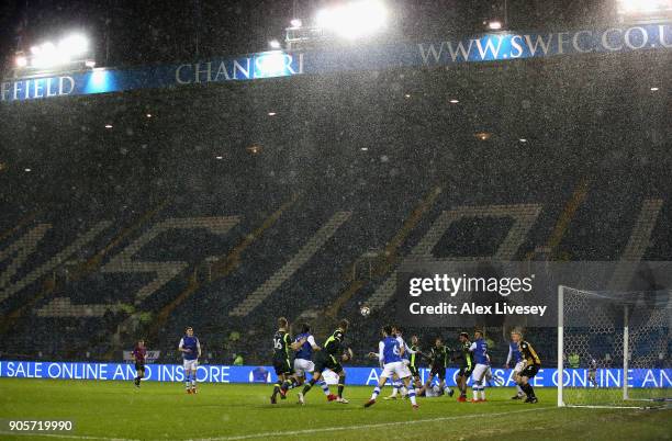 Wet conditons during The Emirates FA Cup Third Round Replay match between Sheffield Wednesday and Carlisle United at Hillsborough on January 16, 2018...