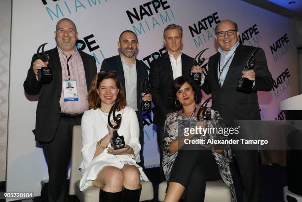 Jerry Leo, Jonathan Swaden, Dan Abrams, Emilio Rubio, Elaine Fontain Bryant and Ana Langenberg are seen at NATPE Unscripted Breakthrough Awards...