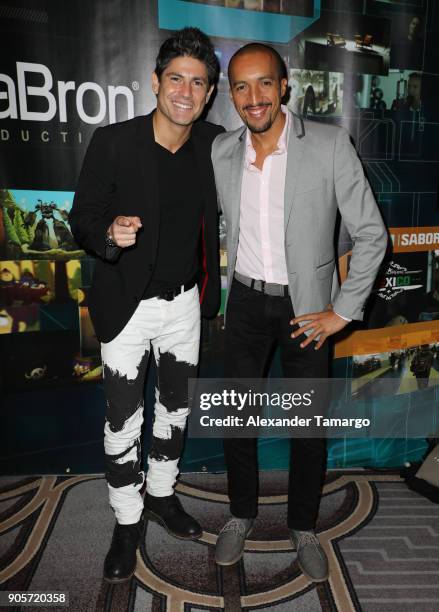 Poncho de Anda and Jorge Otero are seen at NATPE Unscripted Breakthrough Awards Luncheon Ceremony on January 16, 2018 in Miami Beach, Florida.