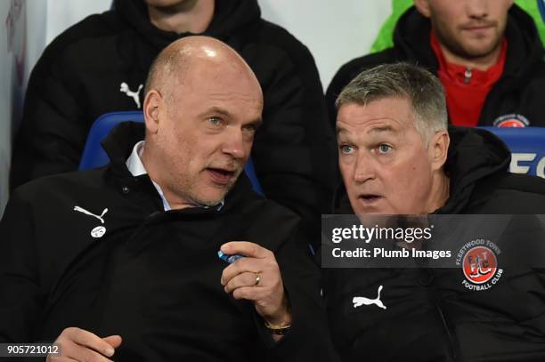 Uwe Rosler and Rob Kelly of Fleetwood Town before the FA Cup Third round replay between Leicester City and Fleetwood Town at The King Power Stadium...