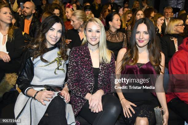 Alexandra Polzin, Anna Hofbauer andJohanna Klum attend the Ewa Herzog show during the MBFW Berlin January 2018 at ewerk on January 16, 2018 in...