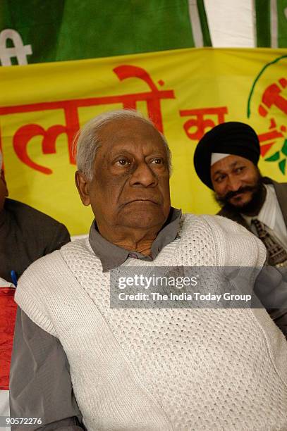 Bardhan General Secretary, Communist Party of India , at a Dalit rally in Delhi, india on 9 December 2005.