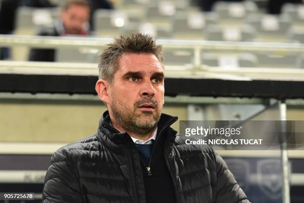 Bordeaux's French head coach Jocelyn Gourvennec is pictured during the French L1 football match between Bordeaux and Caen on January 16, 2018 at the...