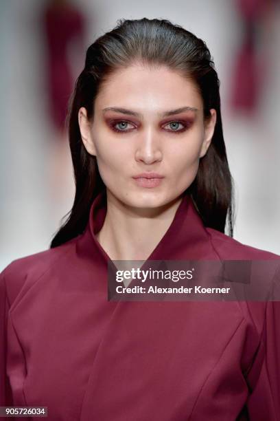 Model walks the runway at the Mercedes-Benz & ELLE present Callisti show during the MBFW Berlin January 2018 at ewerk on January 16, 2018 in Berlin,...