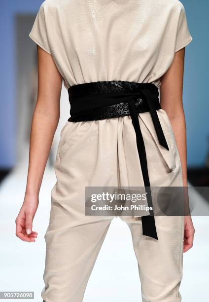 Model, fashion detail, walks the runway at the Mercedes-Benz & ELLE present Callisti show during the MBFW Berlin January 2018 at ewerk on January 16,...