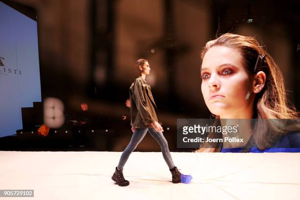 Models walk the runway ahead of the Mercedes-Benz & ELLE present Callisti show during the MBFW January 2018 at ewerk on January 16, 2018 in Berlin,...