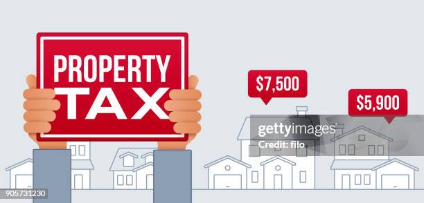 property tax residential neighborhood - tax protest stock illustrations