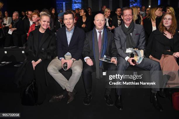 Sabine Nedelchev, Michael Tolver, Andreas Malfeld and Carsten Oder, attends the Mercedes-Benz & ELLE present Callisti show during the MBFW Berlin...