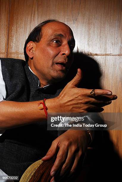 Rajnath Singh, President of Bharatiya Janata Party at his Residence in New Delhi, India