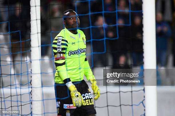 Parfait Junior Mandanda goalkeeper of Sporting Charleroi during the round of 1/4 Belgian Croky Cup match between Club Brugge and Sporting Charleroi...