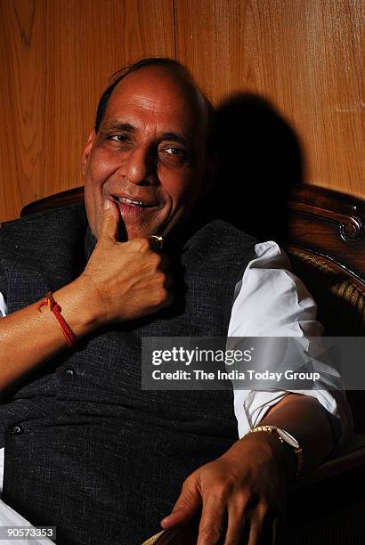 Rajnath Singh, President of Bharatiya Janata Party at his Residence in New Delhi, India