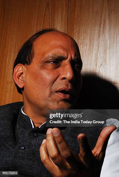 Rajnath Singh, President of Bharatiya Janata Party at his Residence in New Delhi, India