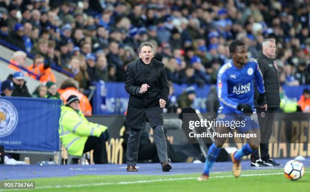 Manager Claude Puel of Leicester City during The Emirates FA Cup Third Round Replay between Leicester City and Fleetwood Town at King Power Stadium...