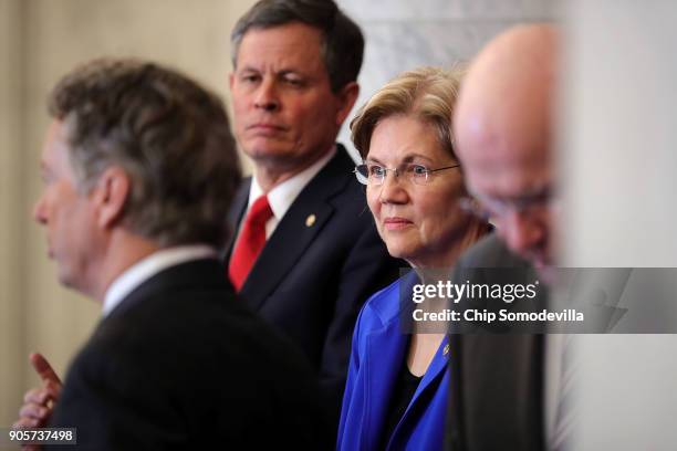 Sen. Steve Daines and Sen. Elizabeth Warren join a bipartisan group of senator for a news conference about proposed reforms to the Foreign...