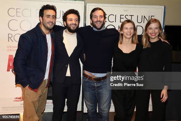 William Lebghil,Jonathan Cohen,Victor Saint Macary,Camille Razat and Margot Bancilhon attend "Ami-Ami" Paris Premiere at UGC Cine Cite des Halles on...