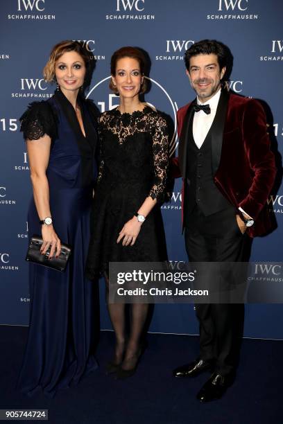 Anna Ferzetti, IWC CMO Franziska Gsell and Pierfancesco Favino attend the IWC Schaffhausen Gala celebrating the Maisons 150th anniversary and the...