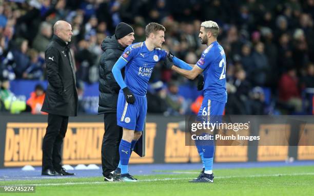 Jamie Vardy of Leicester City comes off the bench to face his old club during the FA Cup Third round replay between Leicester City and Fleetwood Town...