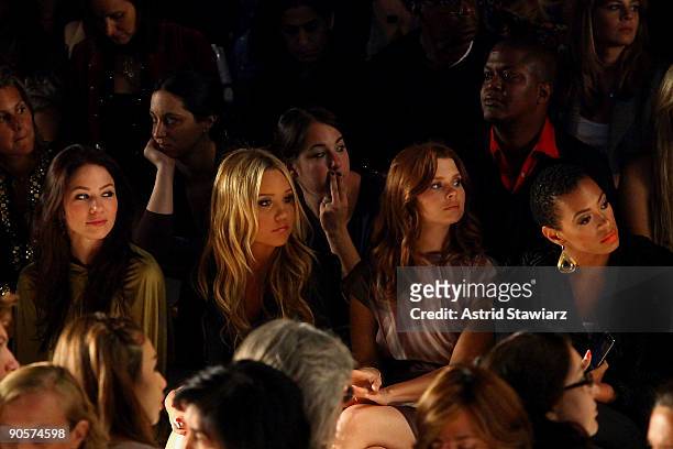 Lyn Collins, actress Amanda Bynes, actress Joanna Garcia and singer Solange Knowles attend the BCBG Max Azria Spring 2010 Fashion Show at the Tent...
