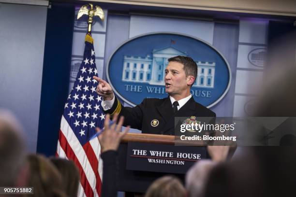 Ronny Jackson, physician for U.S. President Donald Trump, speaks during a White House press briefing in Washington D.C., U.S., on Tuesday, Jan. 16,...